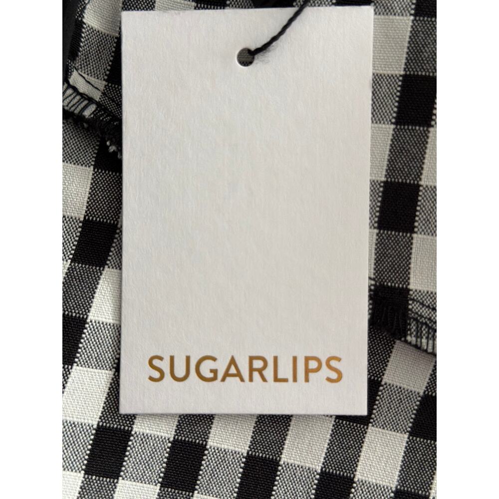 Sugarlips Gingham Top Exaggerated Collar with Bow Women's Medium NEW - Picture 8 of 11